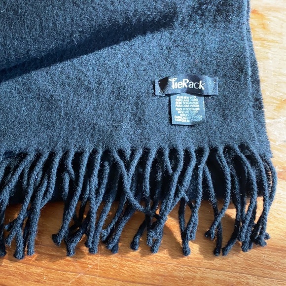Pure Wool All Black Tie Rack Scarf - Picture 5 of 8